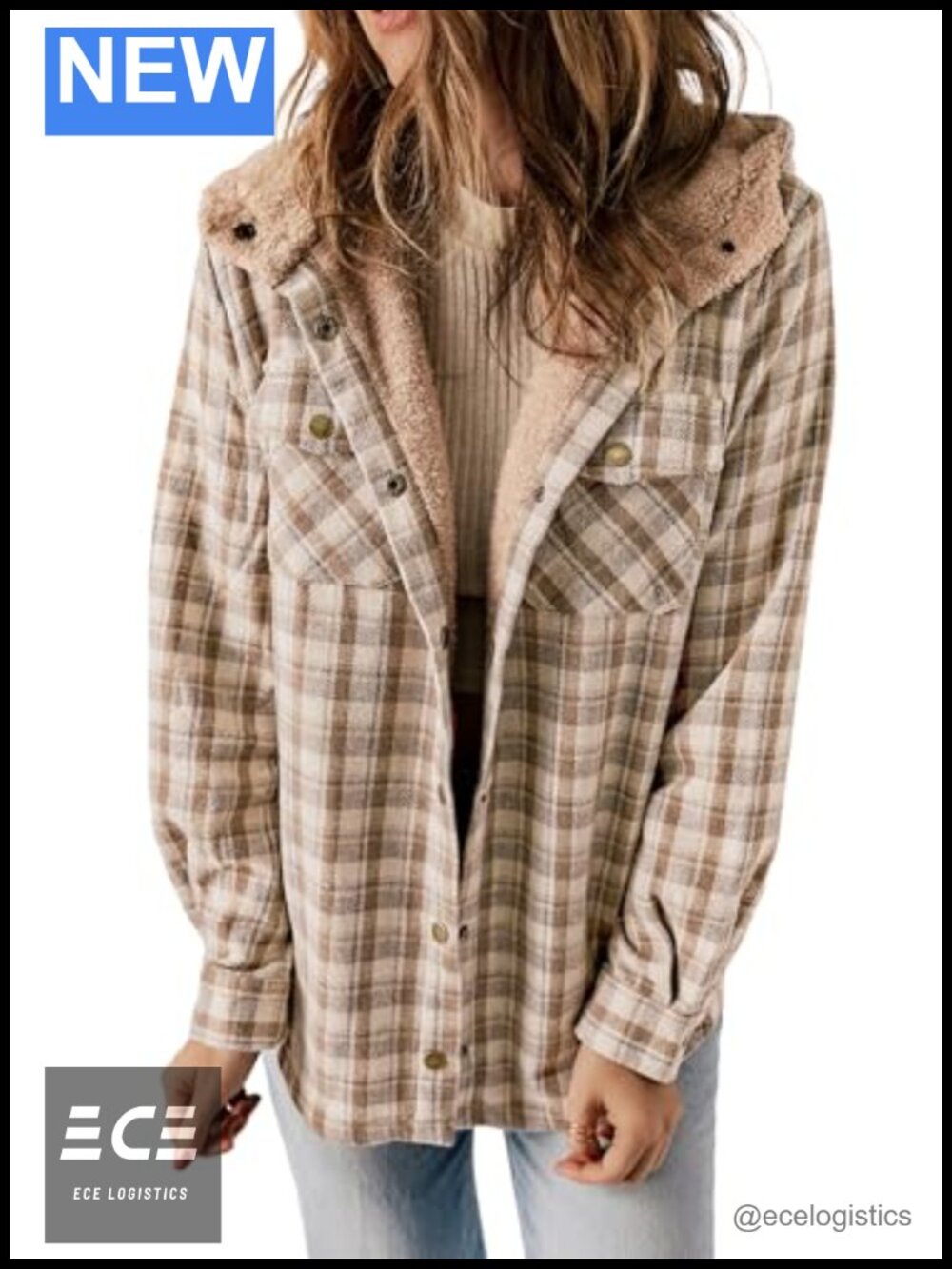 Dokotoo Plaid Fleece Lined Hooded Shacket Jacket Warm Winter Coat